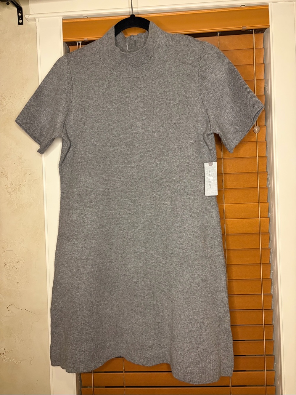 Anthropologie Gray Short-Sleeve Knit Mini Dress